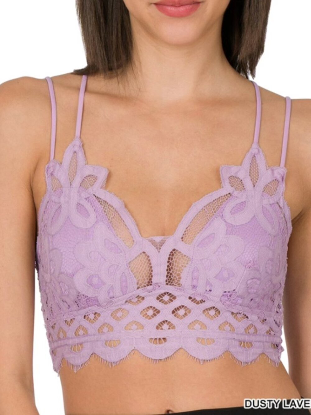 Zenana NWOT Lace Bralette Bra Crop Top Dusty Lavender